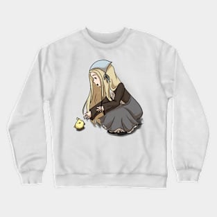 Girl with a cute little chick Crewneck Sweatshirt